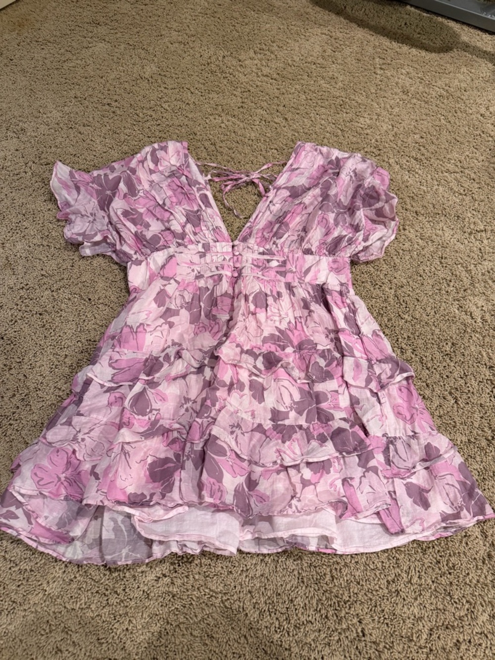 Tularosa Tate Mini Dress in Lyra Tropical Purple Floral mini dress